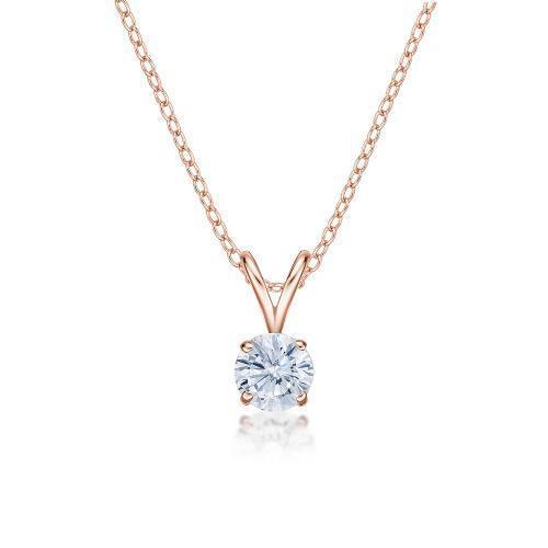 Round Brilliant solitaire pendant with 0.5 carat* diamond simulant in 10 carat rose gold