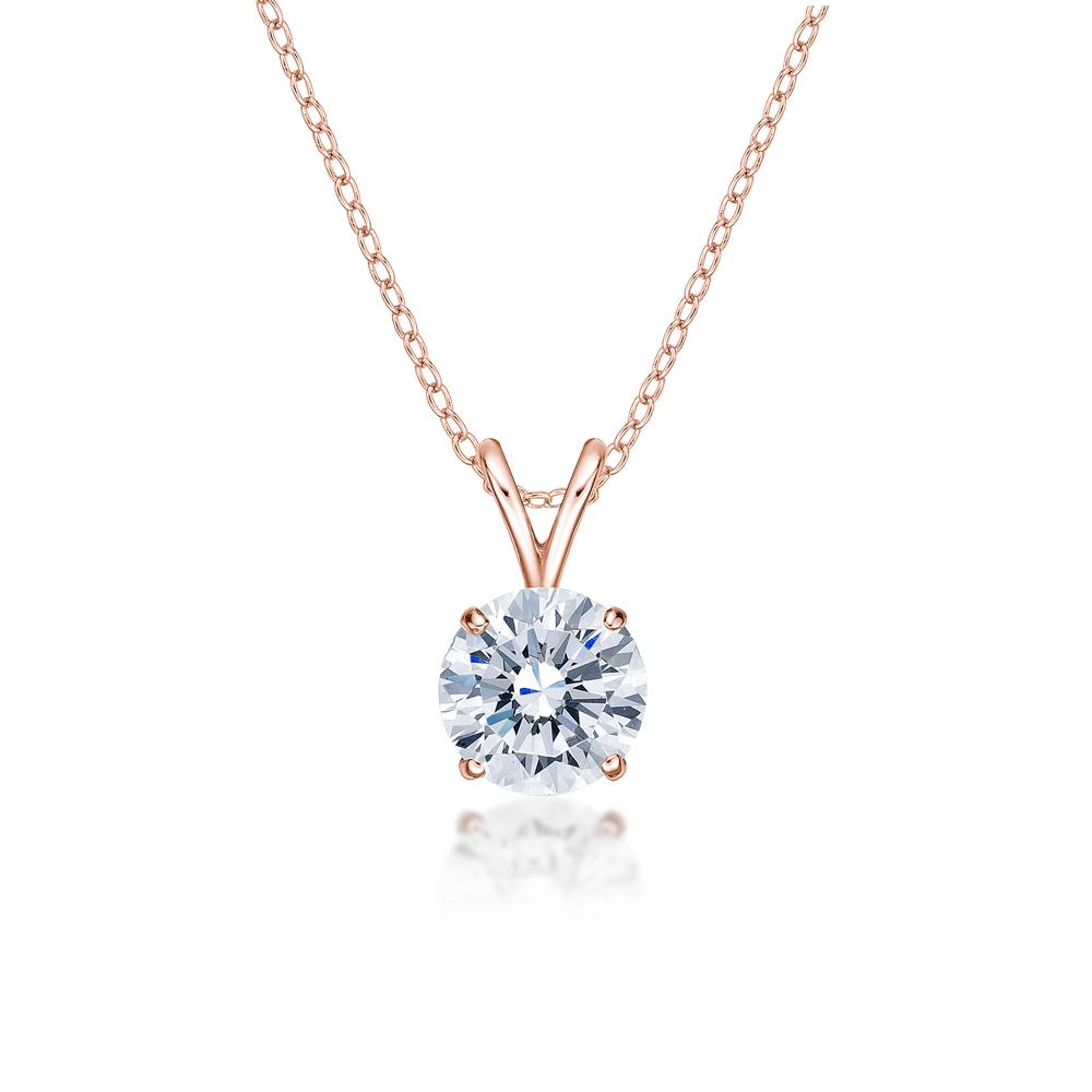Round Brilliant solitaire pendant with 1.5 carat* diamond simulant in 10 carat rose gold