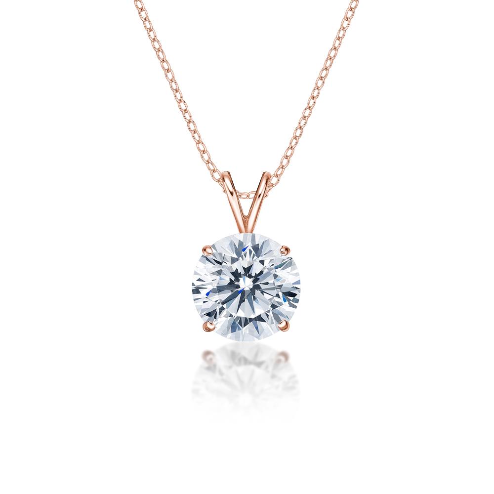 Round Brilliant solitaire pendant with 4 carat* diamond simulant in 10 carat rose gold