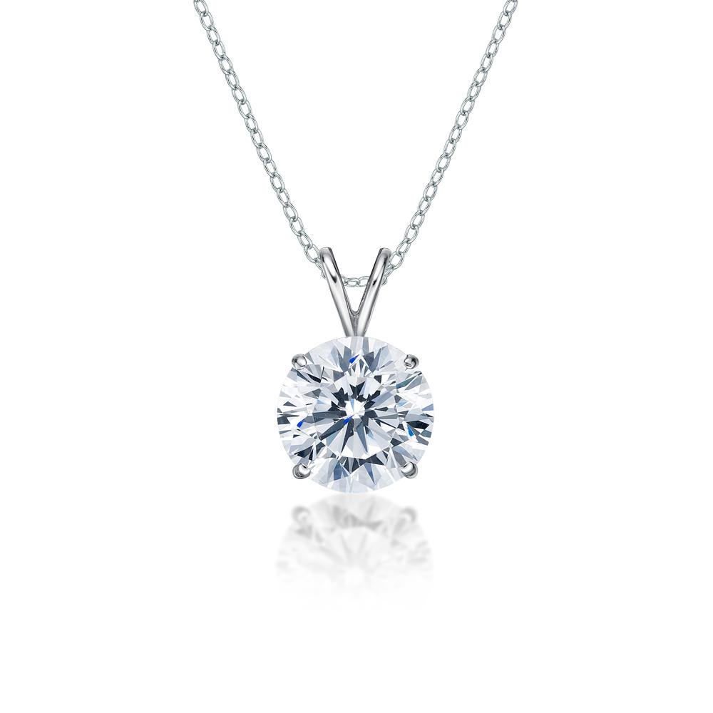 Round Brilliant solitaire pendant with 4 carat* diamond simulant in 10 carat white gold