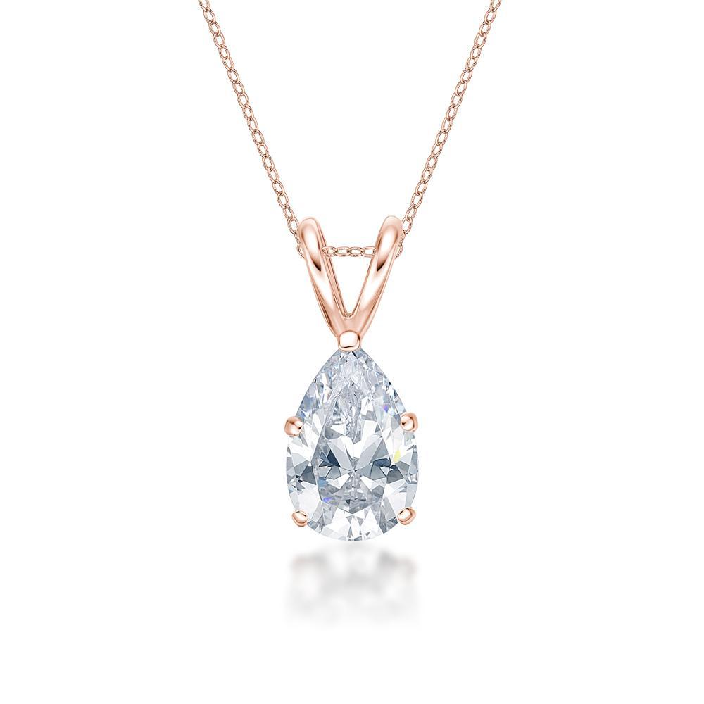 Pear solitaire pendant with 1 carat* diamond simulant in 10 carat rose gold
