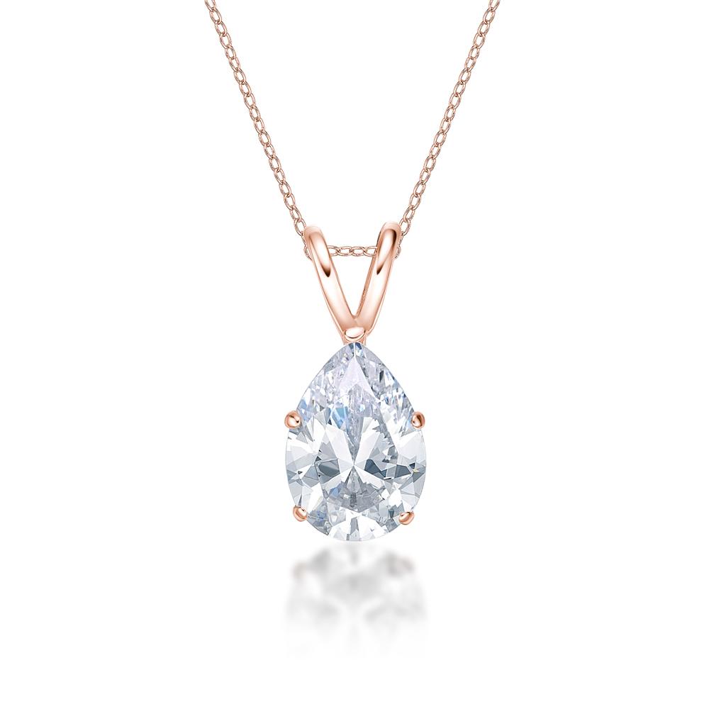 Pear solitaire pendant with 2 carat* diamond simulant in 10 carat rose gold