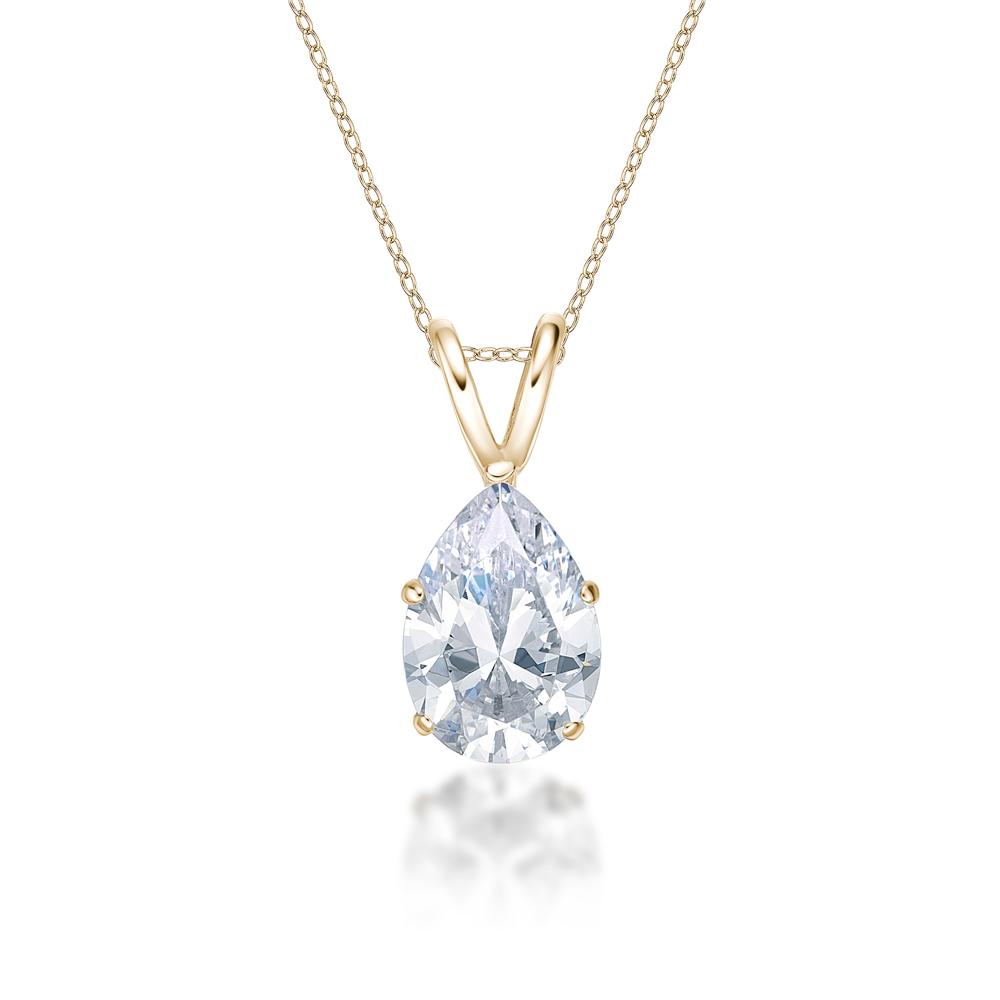 Pear solitaire pendant with 2 carat* diamond simulant in 10 carat yellow gold