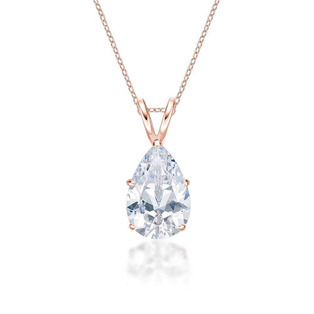 Pear solitaire pendant with 3 carat* diamond simulant in 10 carat rose gold