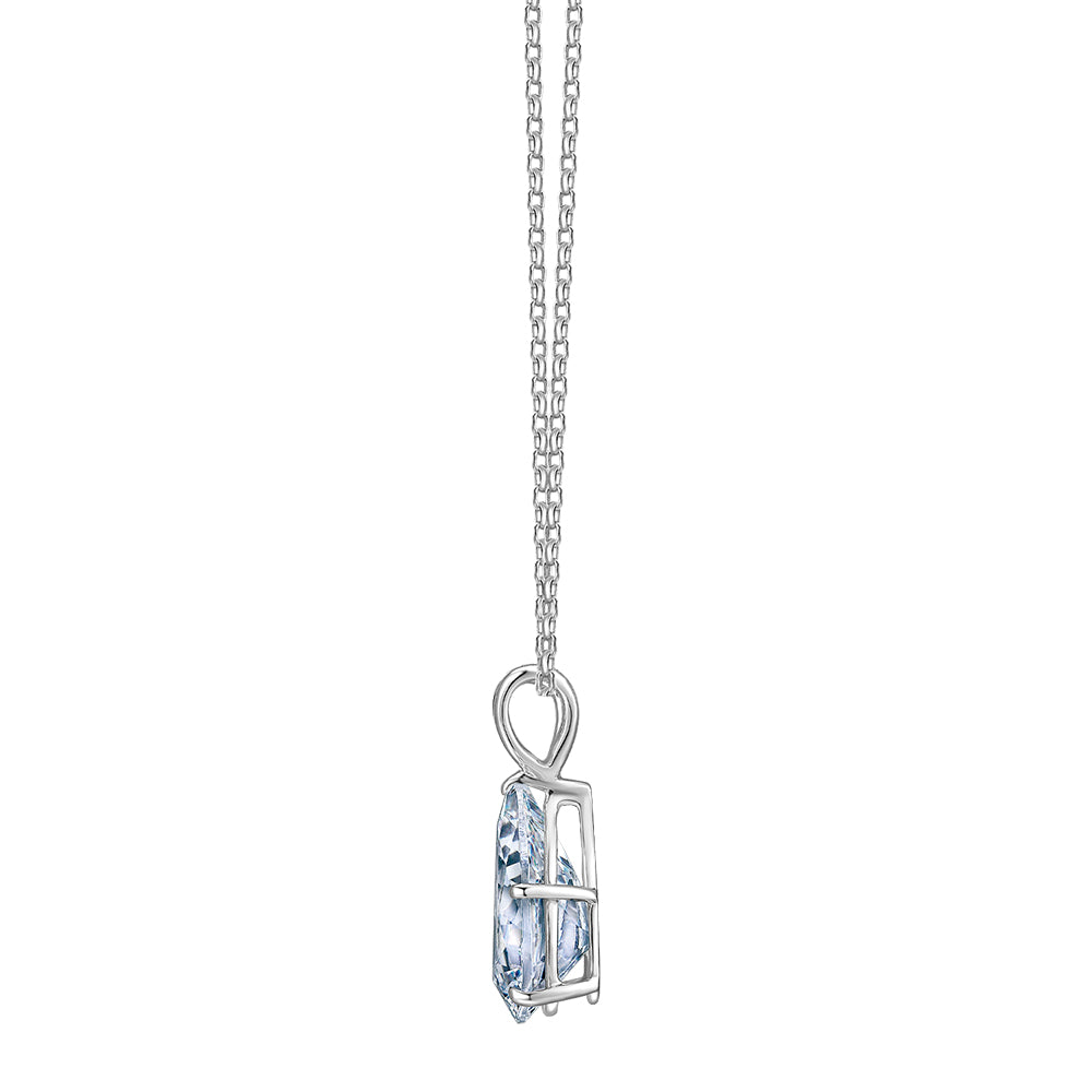 Pear solitaire pendant with 3 carat* diamond simulant in 10 carat white gold