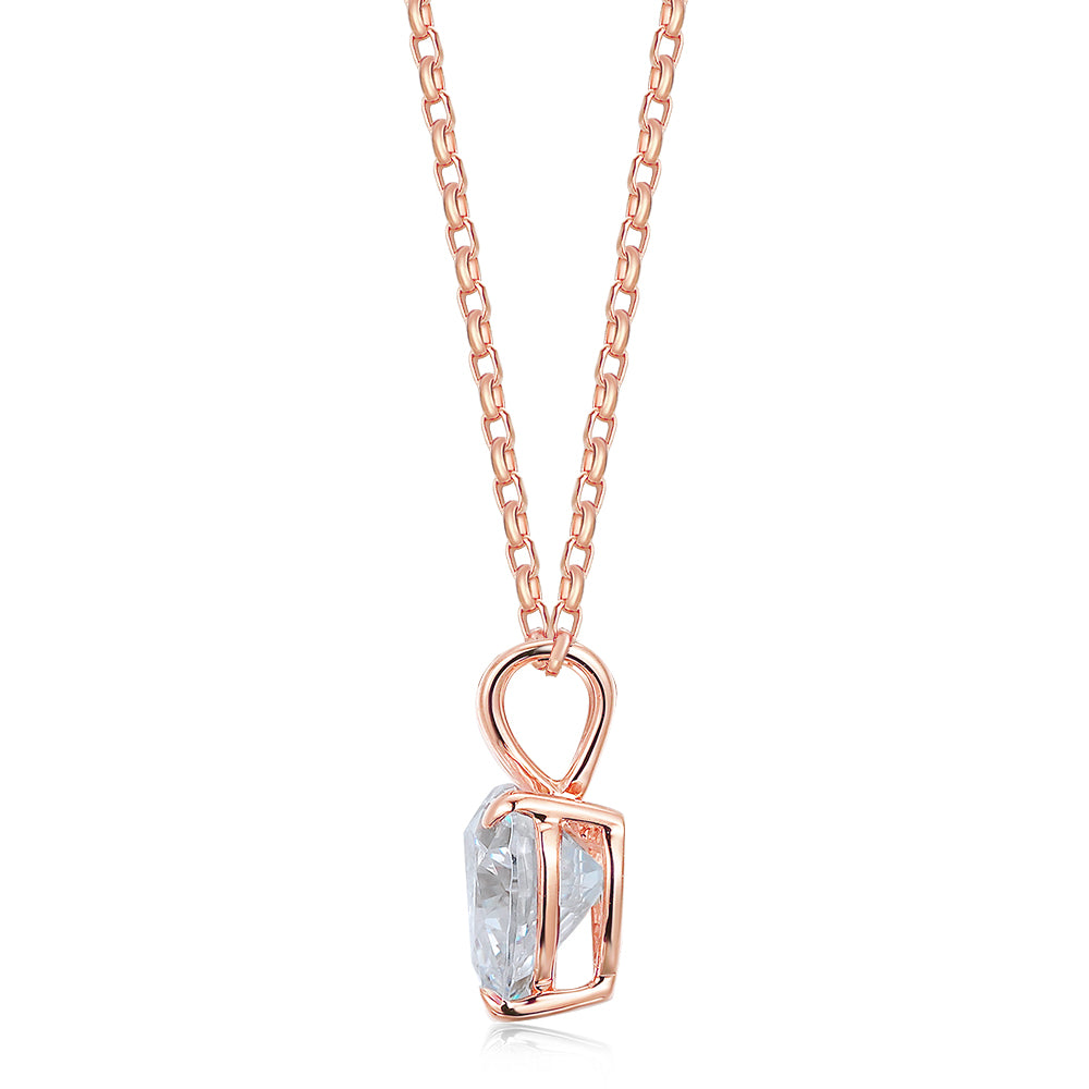 Heart solitaire pendant with 2 carat* diamond simulant in 10 carat rose gold