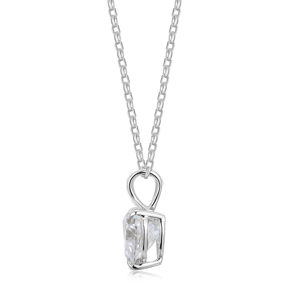 Heart solitaire pendant with 2 carat* diamond simulant in 10 carat white gold
