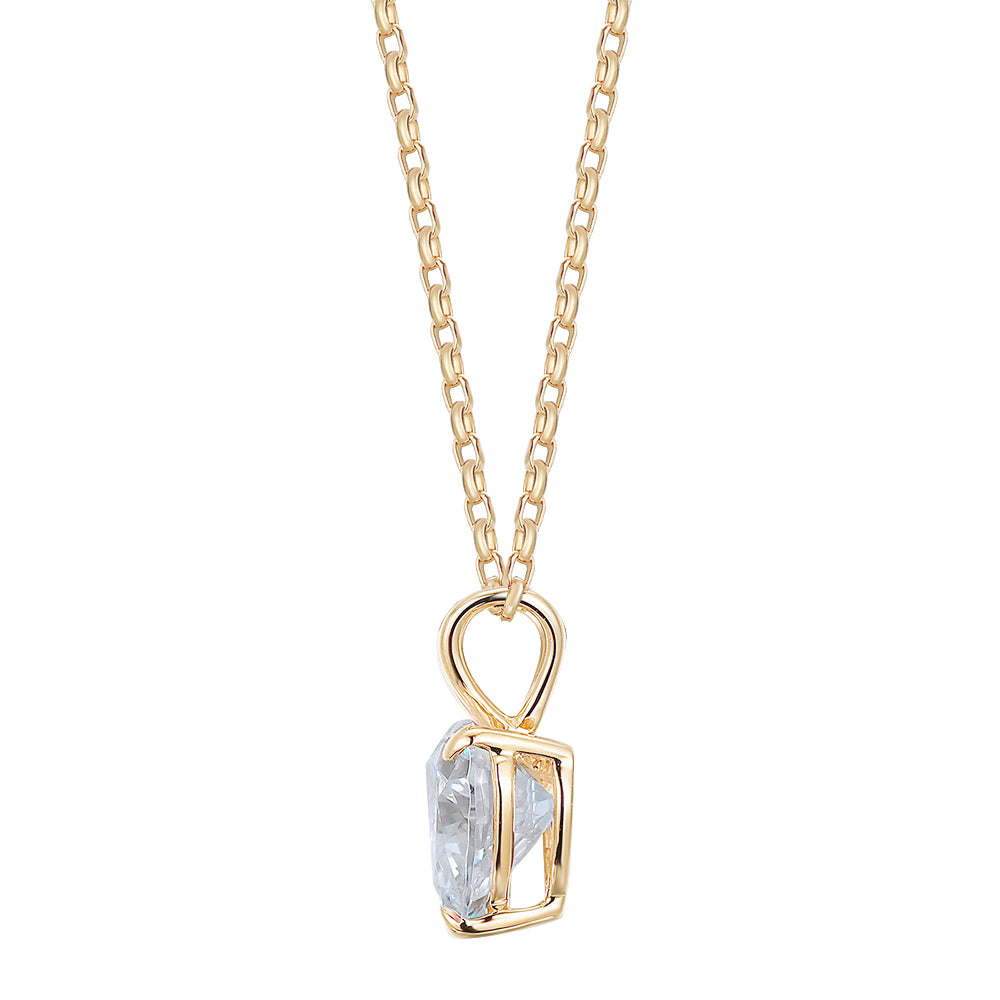 Heart solitaire pendant with 2 carat* diamond simulant in 10 carat yellow gold