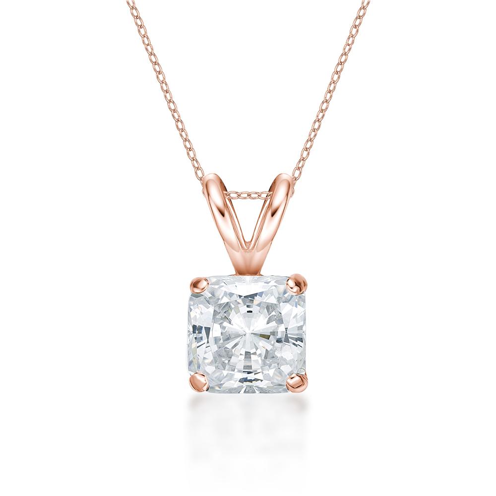 Princess Cut solitaire pendant with 1 carat* diamond simulant in 10 carat rose gold