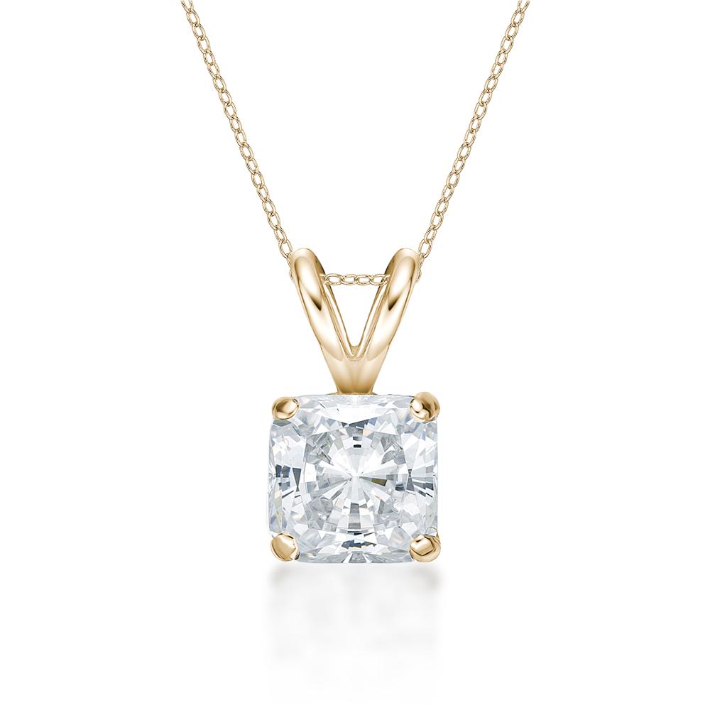 Princess Cut solitaire pendant with 1 carat* diamond simulant in 10 carat yellow gold