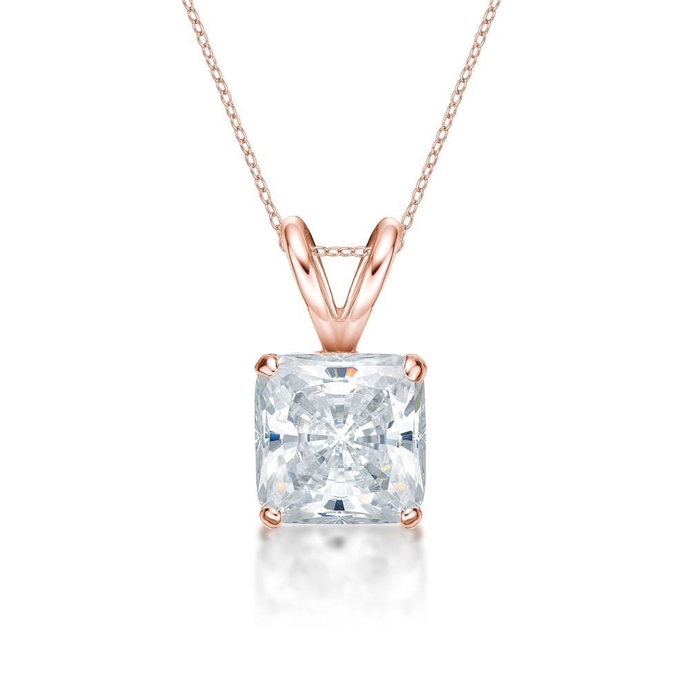 Princess Cut solitaire pendant with 1.5 carat* diamond simulant in 10 carat rose gold