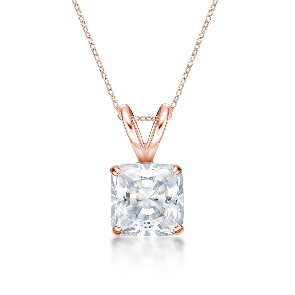 Princess Cut solitaire pendant with 2 carat* diamond simulant in 10 carat rose gold