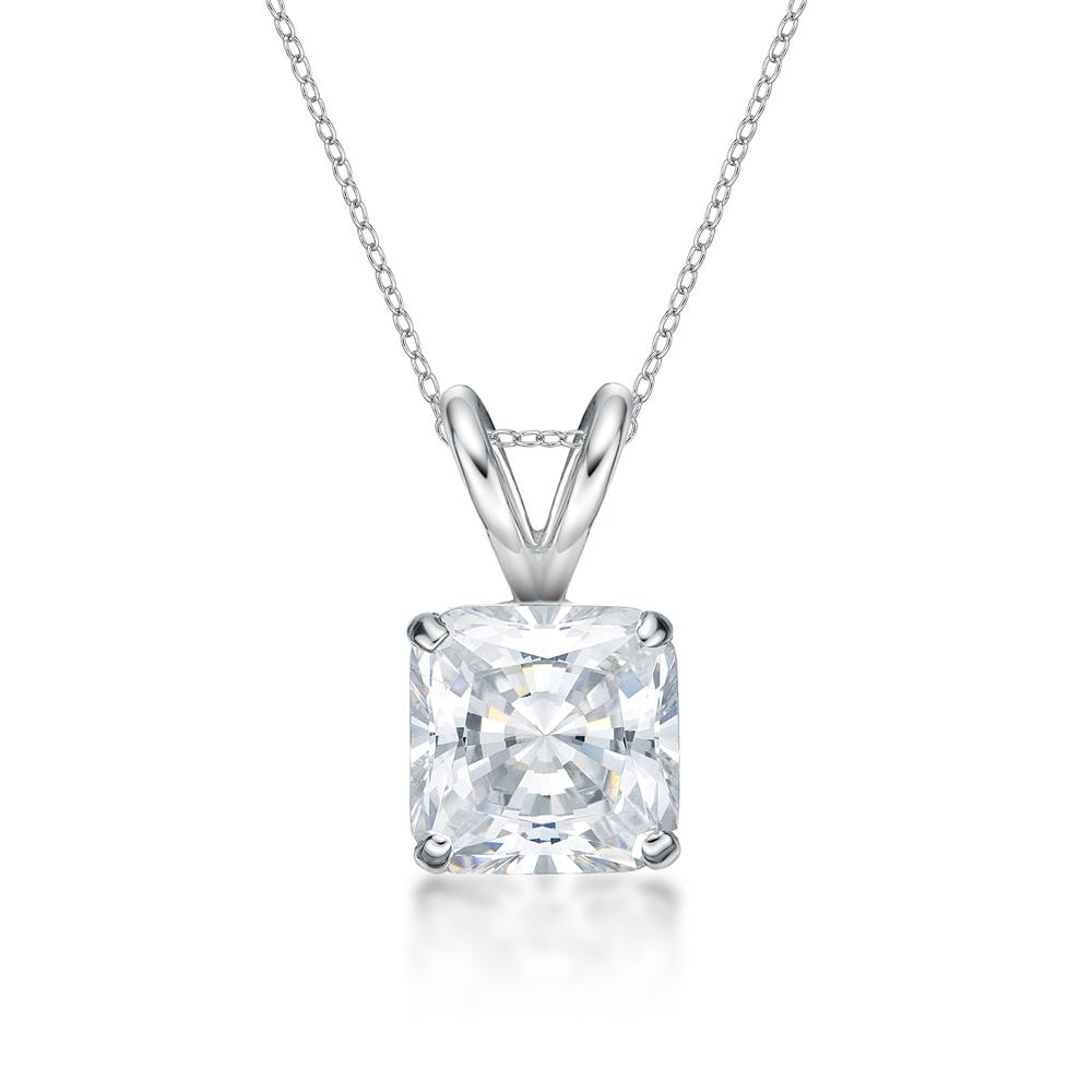 Princess Cut solitaire pendant with 2 carat* diamond simulant in 10 carat white gold