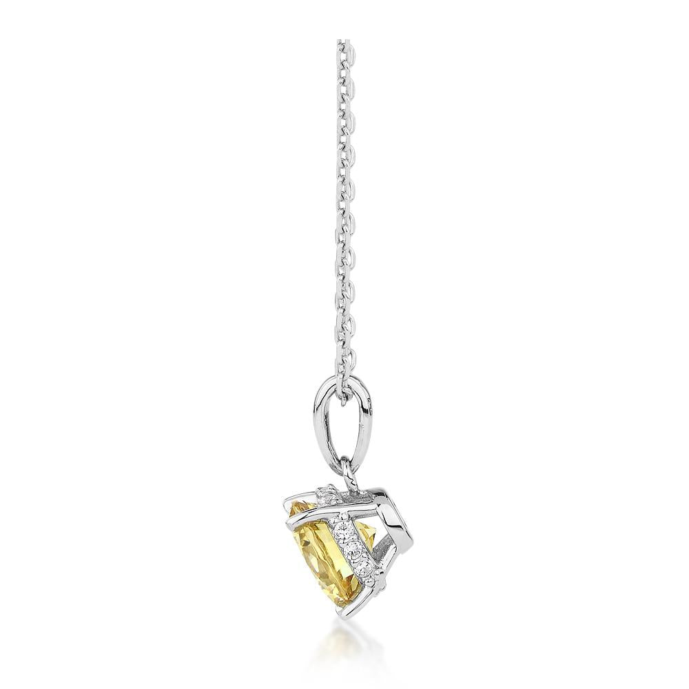 Round Brilliant solitaire necklace with 1.34 carats* of diamond simulants in sterling silver
