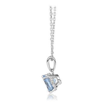 Round Brilliant solitaire necklace with blue topaz simulant in sterling silver secondary view