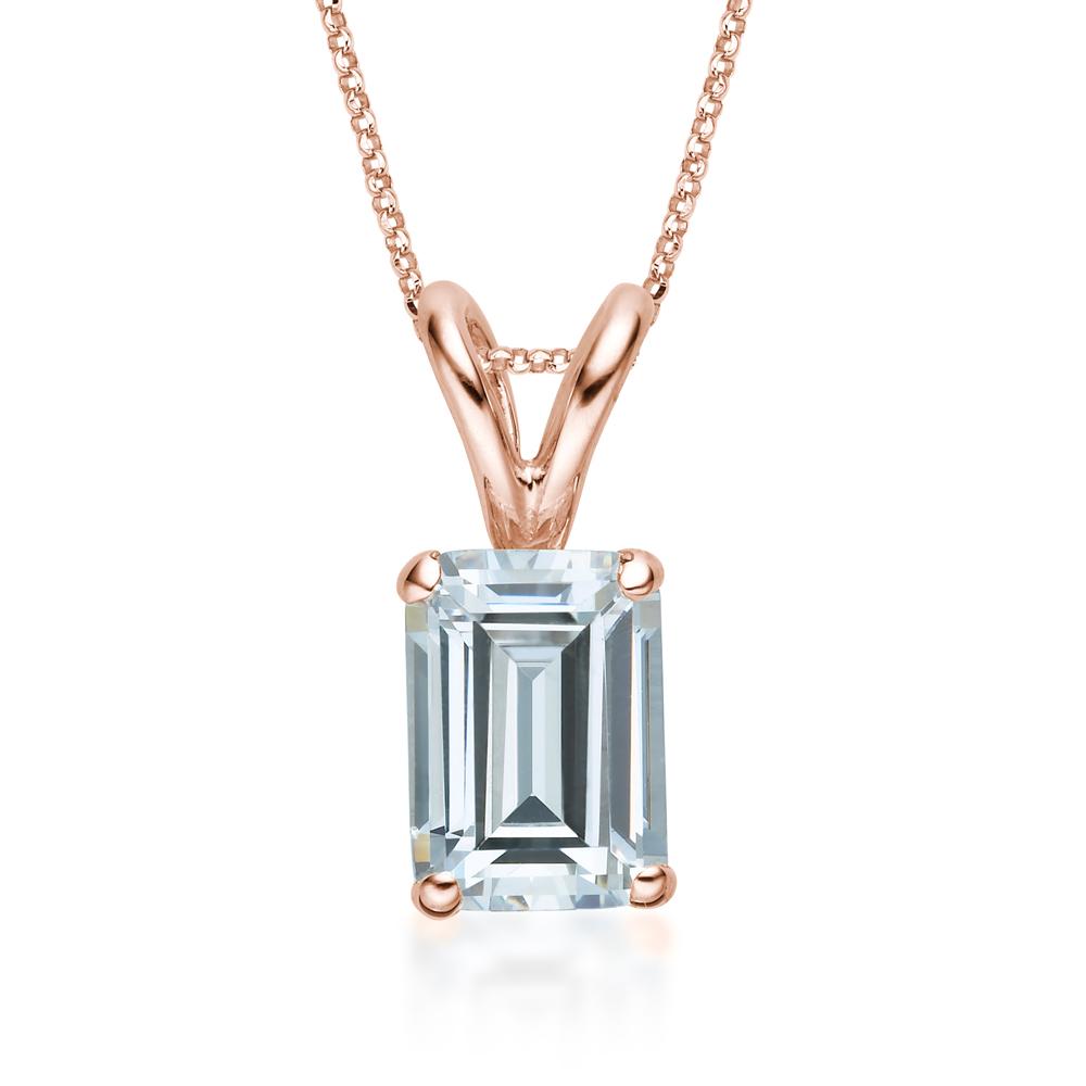 Emerald Cut solitaire pendant with 2 carat* diamond simulant in 10 carat rose gold