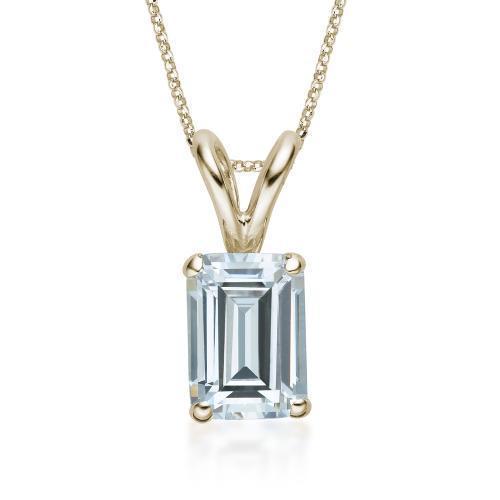 Emerald Cut solitaire pendant with 1 carat* diamond simulant in 10 carat yellow gold