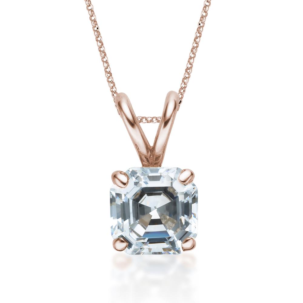 Asscher solitaire pendant with 2 carat* diamond simulant in 10 carat rose gold