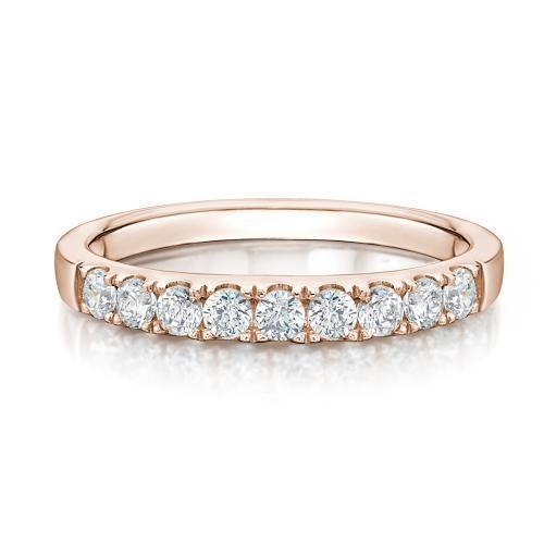 Wedding or eternity band with 0.54 carats* of diamond simulants in 14 carat rose gold