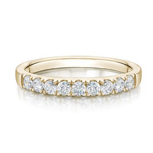 Wedding or eternity band with 0.54 carats* of diamond simulants in 14 carat yellow gold