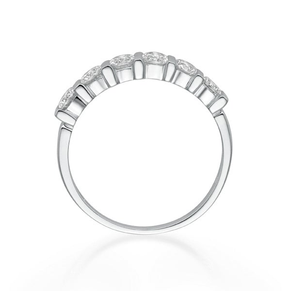 Wedding or eternity band with 0.84 carats* of diamond simulants in 10 carat white gold