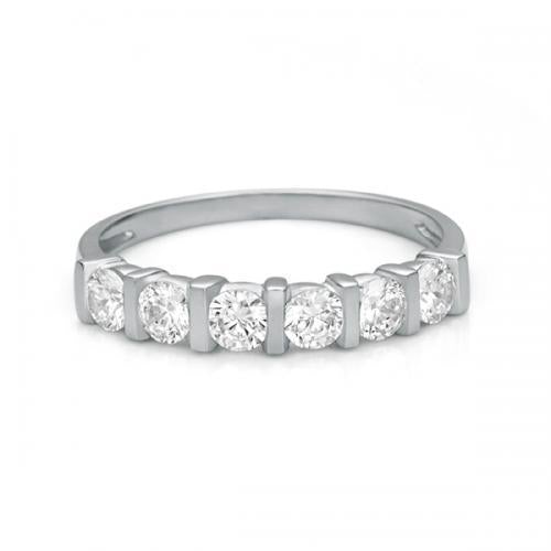 Wedding or eternity band with 0.84 carats* of diamond simulants in 10 carat white gold