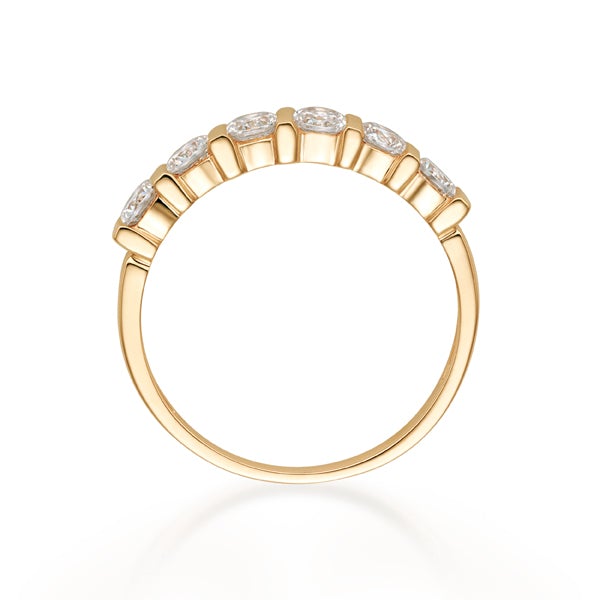 Wedding or eternity band with 0.84 carats* of diamond simulants in 10 carat yellow gold