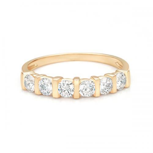 Wedding or eternity band with 0.84 carats* of diamond simulants in 10 carat yellow gold