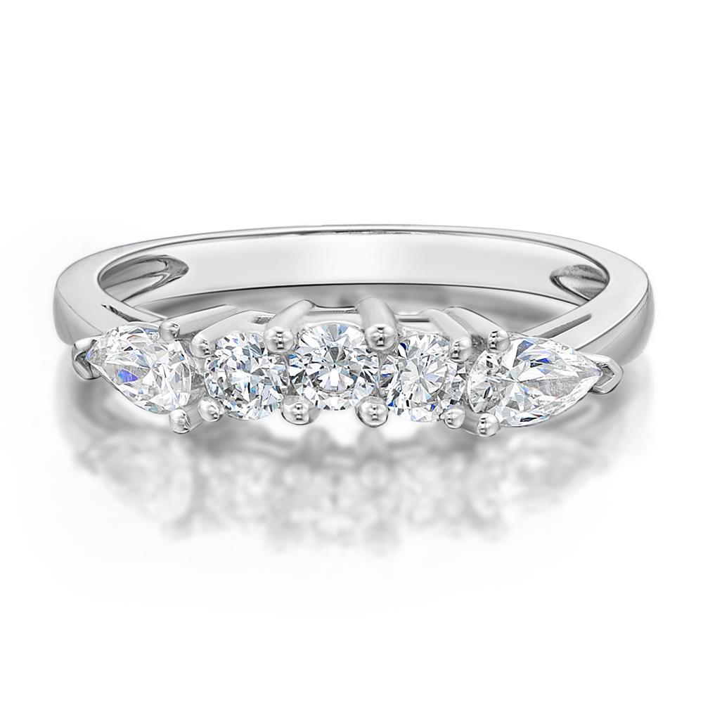 Curved wedding or eternity band with 0.83 carats* of diamond simulants in 14 carat white gold