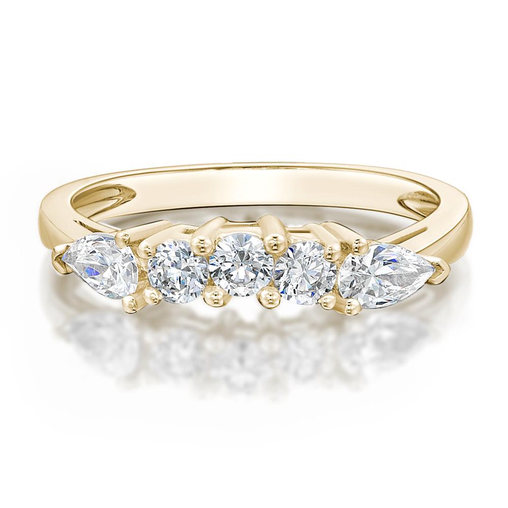 Curved wedding or eternity band with 0.83 carats* of diamond simulants in 14 carat yellow gold