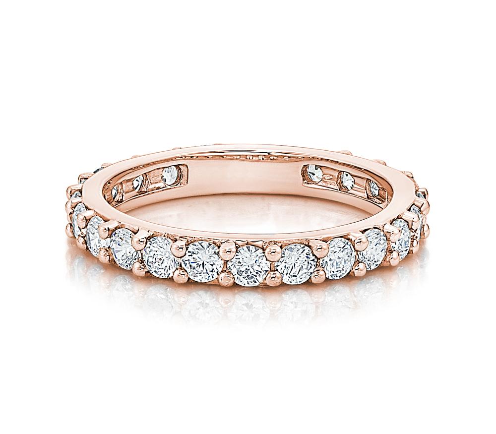 All-rounder eternity band with 1.5 carats* of diamond simulants in 14 carat rose gold