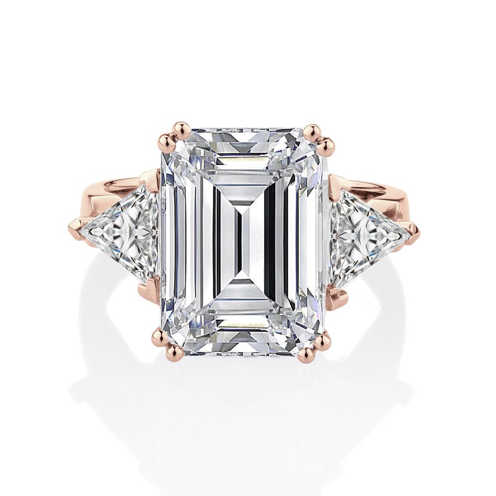 Dress ring with 10.68 carats* of diamond simulants in 10 carat rose gold