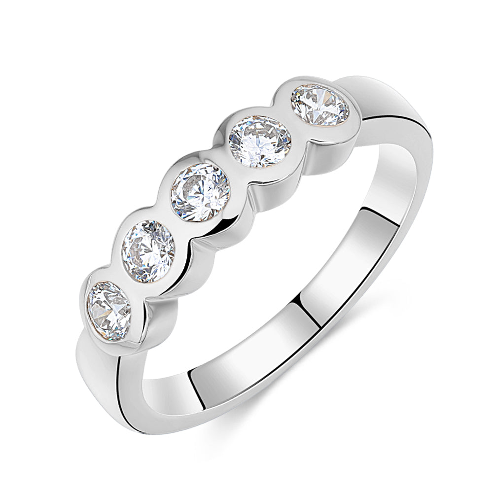 Dress ring with 0.55 carats* of diamond simulants in 10 carat white gold