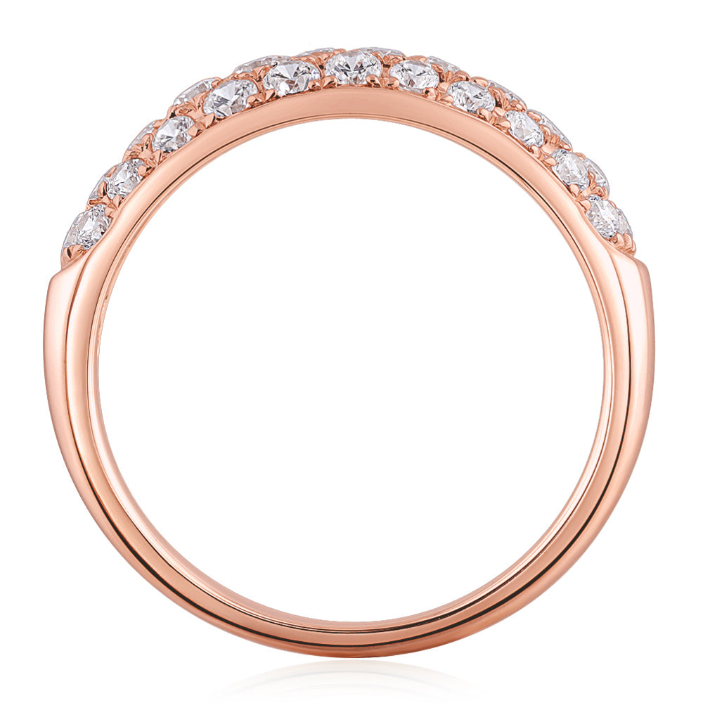 Dress ring with 0.52 carats* of diamond simulants in 10 carat rose gold