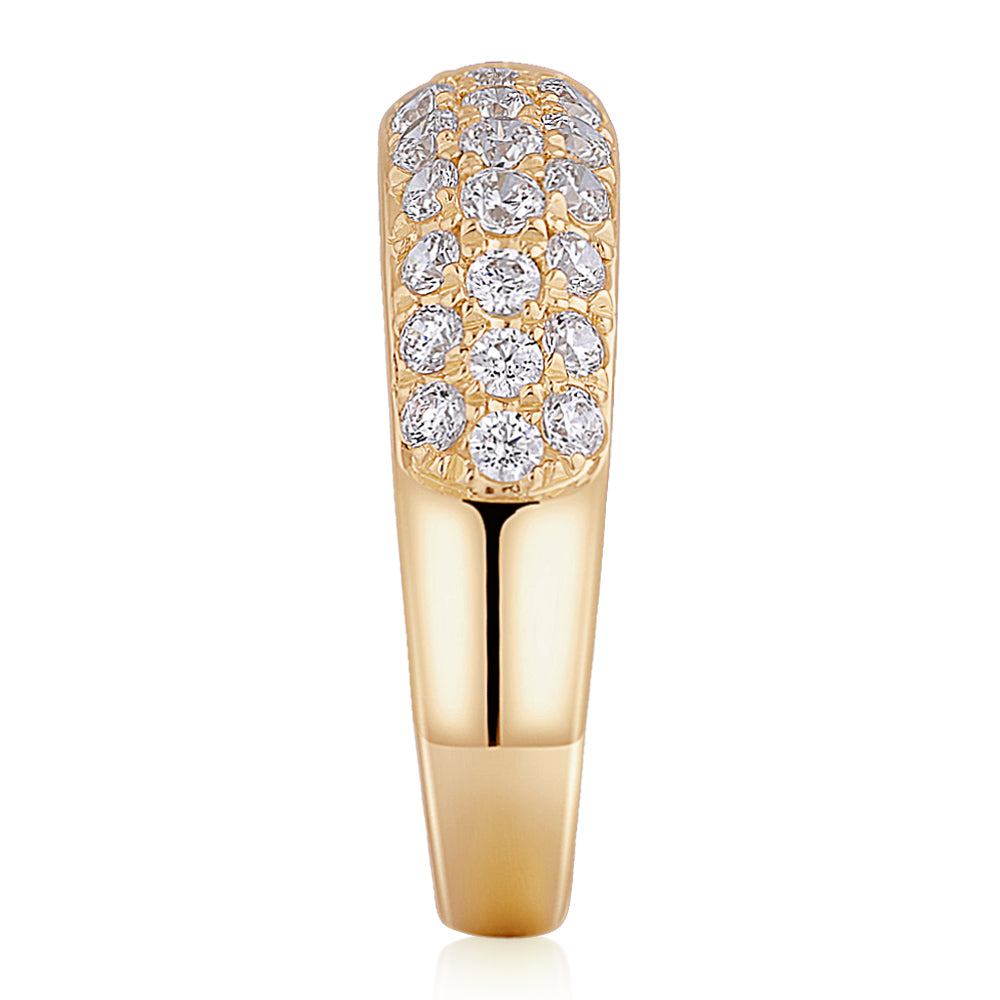 Dress ring with 0.52 carats* of diamond simulants in 10 carat yellow gold