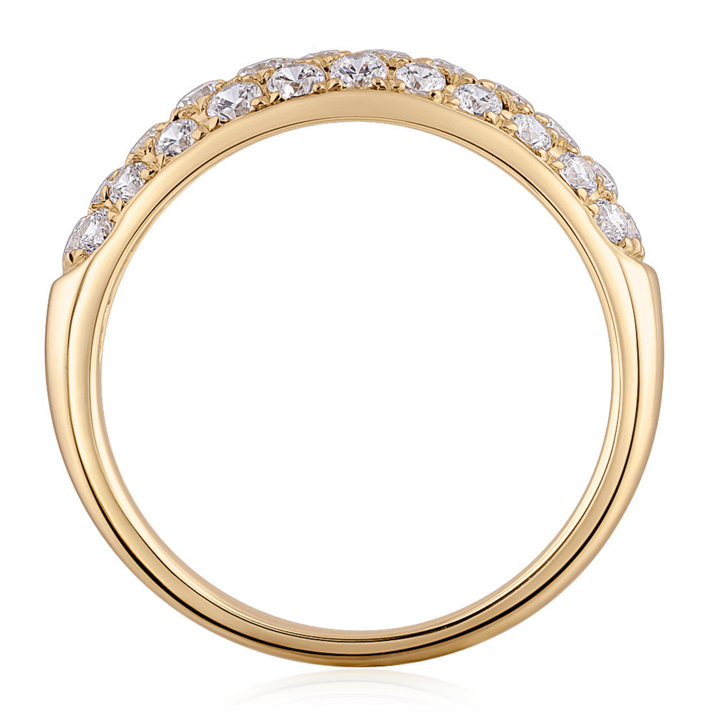 Dress ring with 0.52 carats* of diamond simulants in 10 carat yellow gold