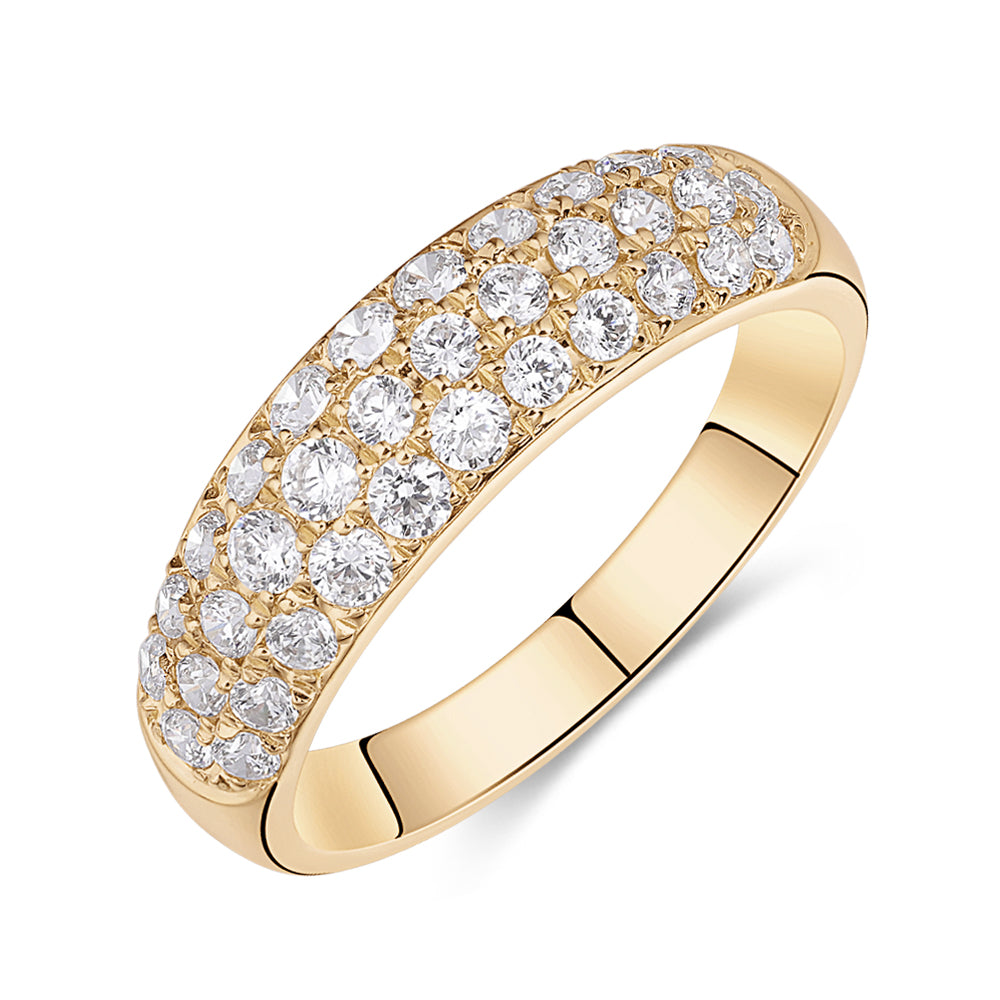 Dress ring with 0.52 carats* of diamond simulants in 10 carat yellow gold