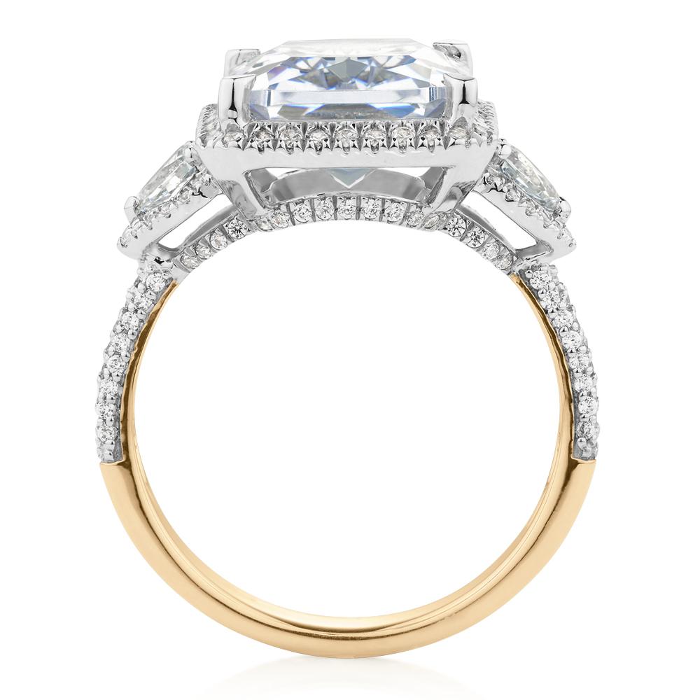 Dress ring with 6.93 carats* of diamond simulants in 10 carat yellow and white gold