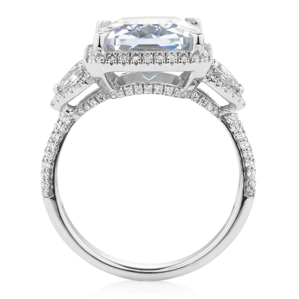Dress ring with 6.93 carats* of diamond simulants in 10 carat white gold