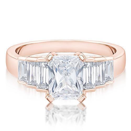 Dress ring with 2.88 carats* of diamond simulants in 10 carat rose gold
