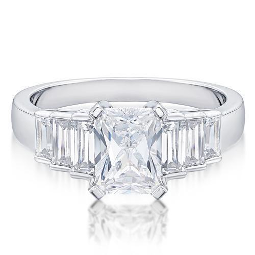 Dress ring with 2.88 carats* of diamond simulants in 10 carat white gold
