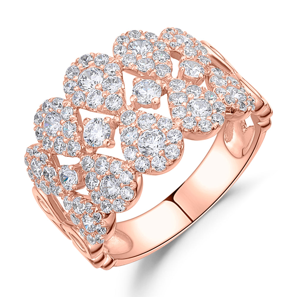 Celeste Dress ring with 1.28 carats* of diamond simulants in 10 carat rose gold