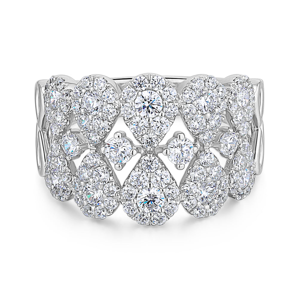 Celeste Dress ring with 1.28 carats* of diamond simulants in 10 carat white gold