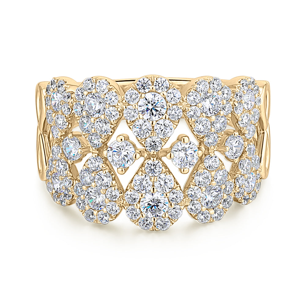 Celeste Dress ring with 1.28 carats* of diamond simulants in 10 carat yellow gold
