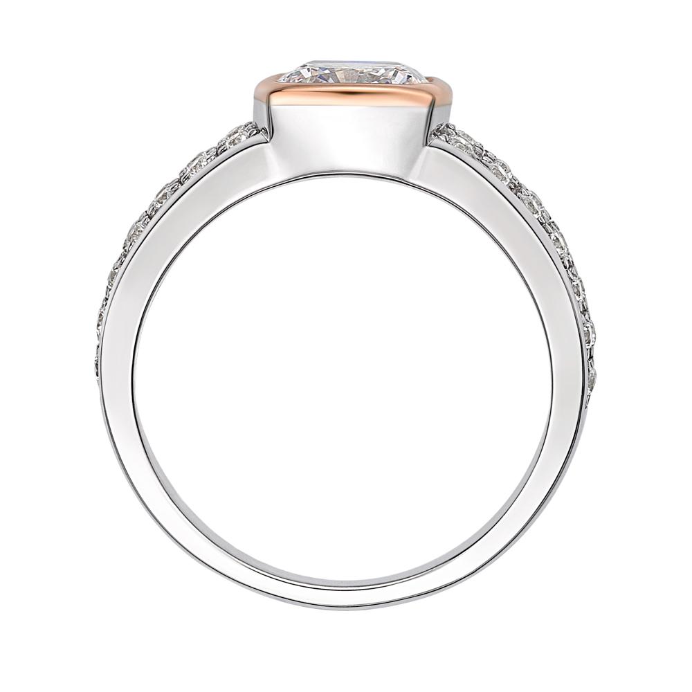 Synergy dress ring with 1.7 carats* of diamond simulants in 10 carat rose gold and sterling silver