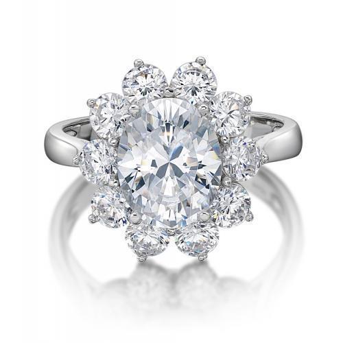 Dress ring with 4.24 carats* of diamond simulants in 10 carat white gold
