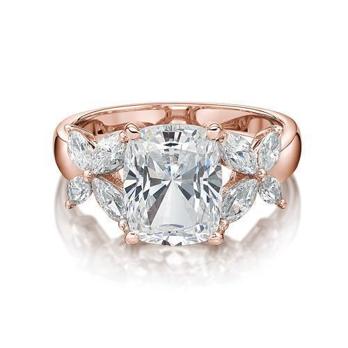 Cushion and Marquise Dress ring with 4.45 carats* of diamond simulants in 10 carat rose gold