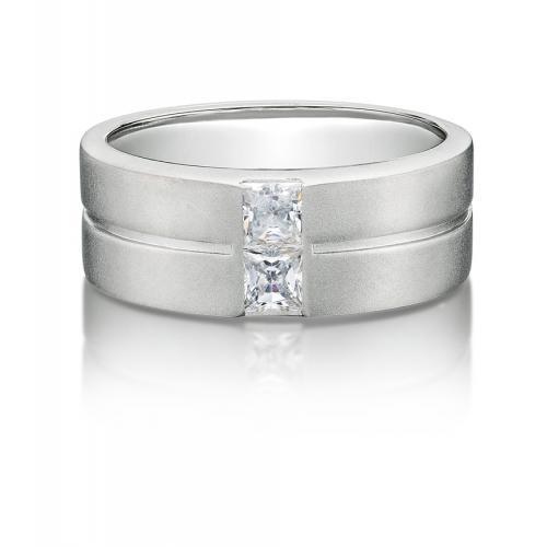 Dress ring with 0.78 carats* of diamond simulants in 10 carat white gold