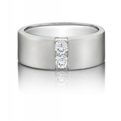 Dress ring with 0.56 carats* of diamond simulants in 10 carat white gold
