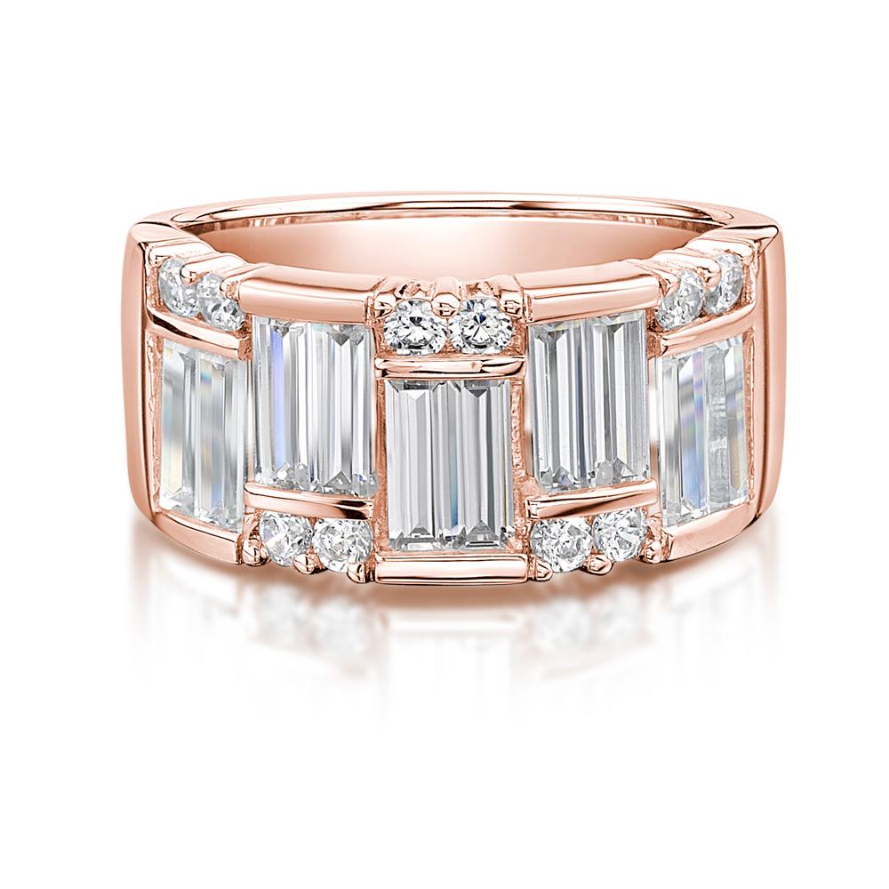 Dress ring with 3.3 carats* of diamond simulants in 10 carat rose gold